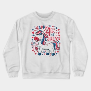 Happy 4th of July USA American Flag with Funny Unicorn Crewneck Sweatshirt